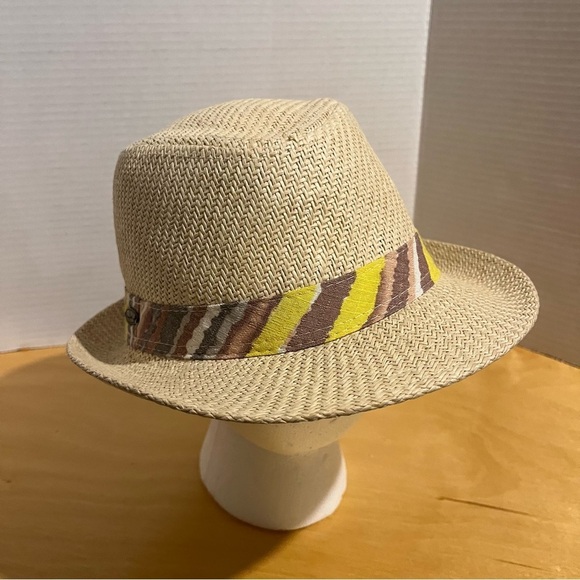 Original Panama Jack Fedora Paper Hat Straw Look Natural Woven Women’s One Size - Picture 4 of 7